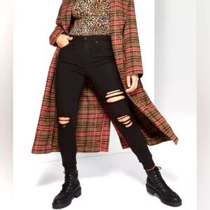 Wild Fable Highest Rise Skinny Jeans Black Distessed Ripped Grunge Punk Edgy 6
